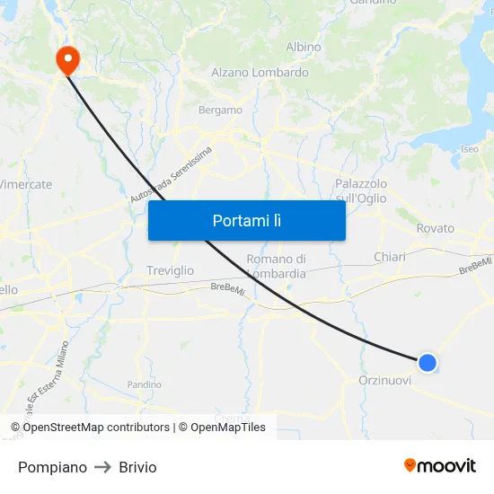 Pompiano to Brivio map
