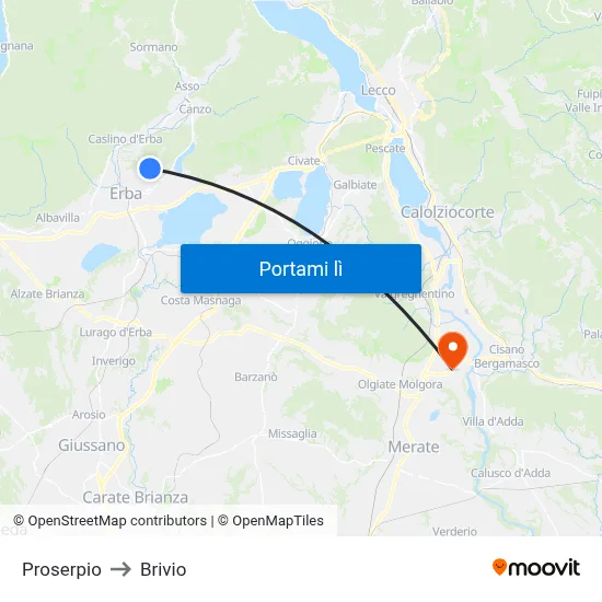 Proserpio to Brivio map