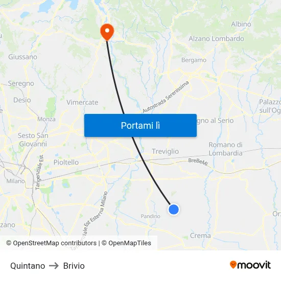 Quintano to Brivio map