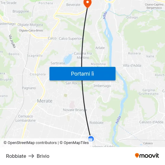 Robbiate to Brivio map