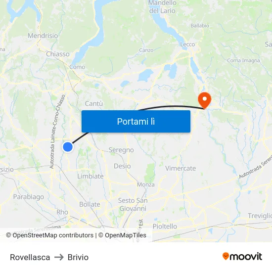 Rovellasca to Brivio map