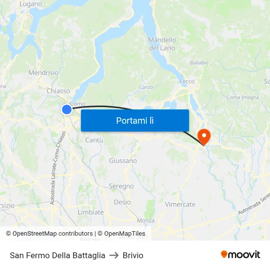 San Fermo Della Battaglia to Brivio map