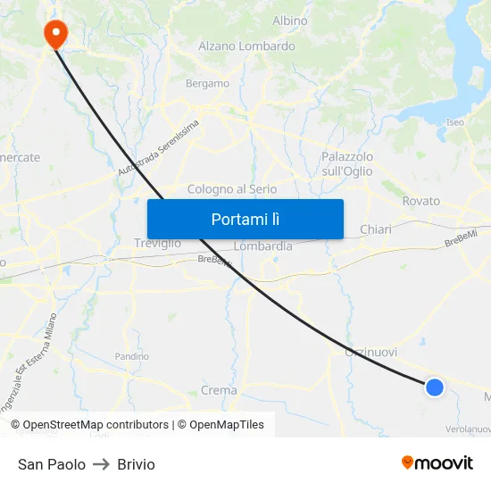 San Paolo to Brivio map