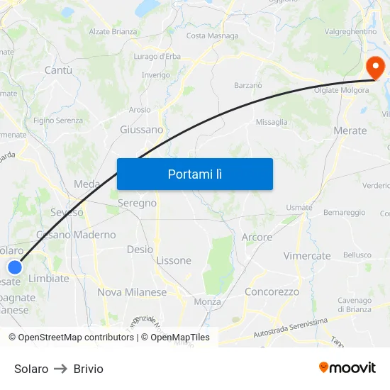 Solaro to Brivio map