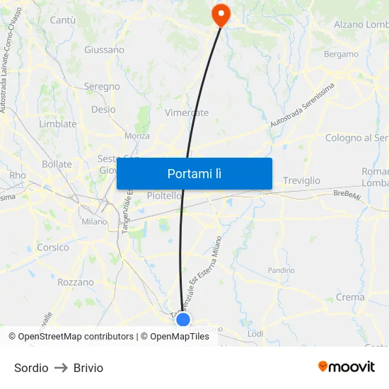 Sordio to Brivio map