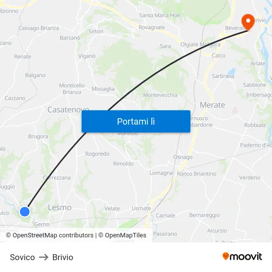 Sovico to Brivio map