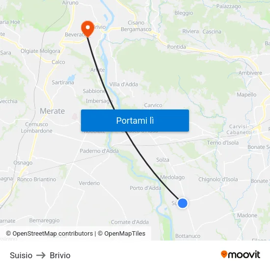 Suisio to Brivio map