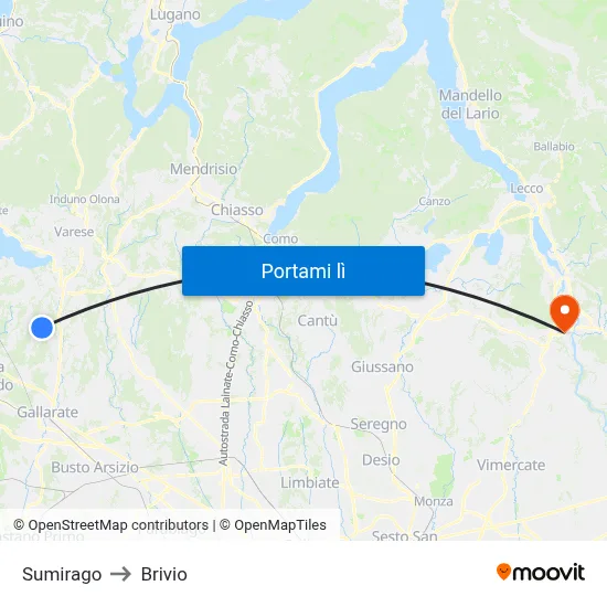 Sumirago to Brivio map