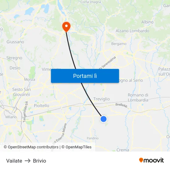 Vailate to Brivio map