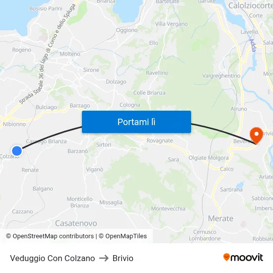 Veduggio Con Colzano to Brivio map