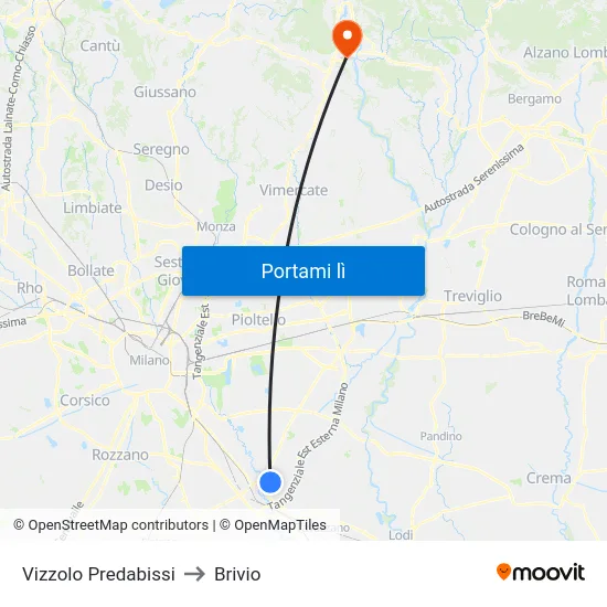 Vizzolo Predabissi to Brivio map