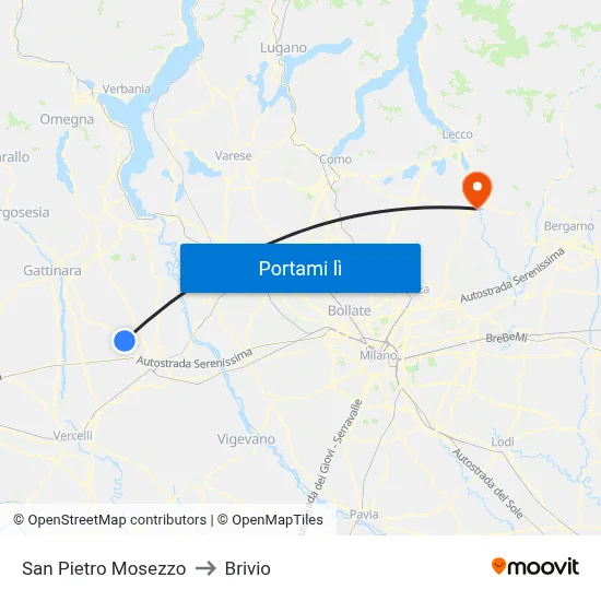 San Pietro Mosezzo to Brivio map