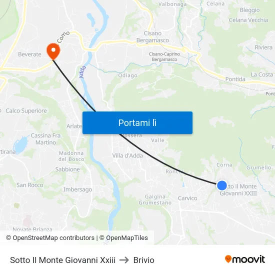 Sotto Il Monte Giovanni Xxiii to Brivio map