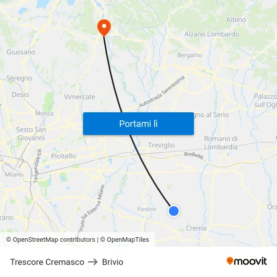 Trescore Cremasco to Brivio map