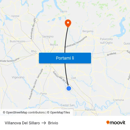Villanova Del Sillaro to Brivio map