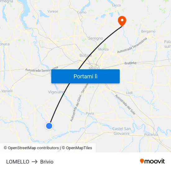 LOMELLO to Brivio map