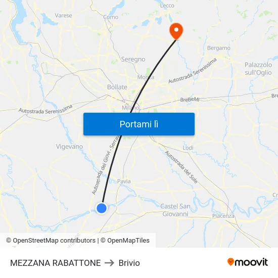MEZZANA RABATTONE to Brivio map