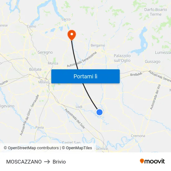 MOSCAZZANO to Brivio map