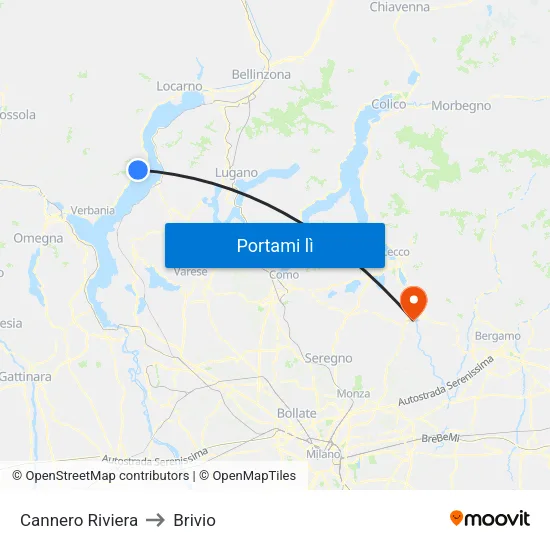 Cannero Riviera to Brivio map