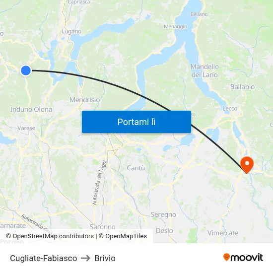 Cugliate-Fabiasco to Brivio map
