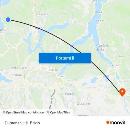 Dumenza to Brivio map