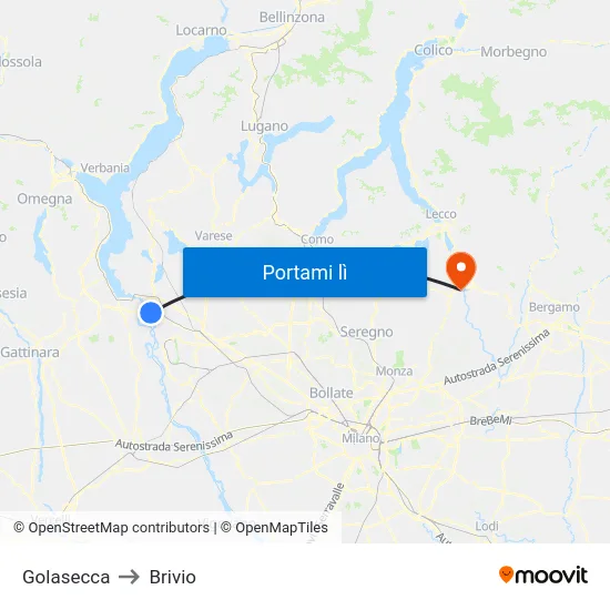 Golasecca to Brivio map