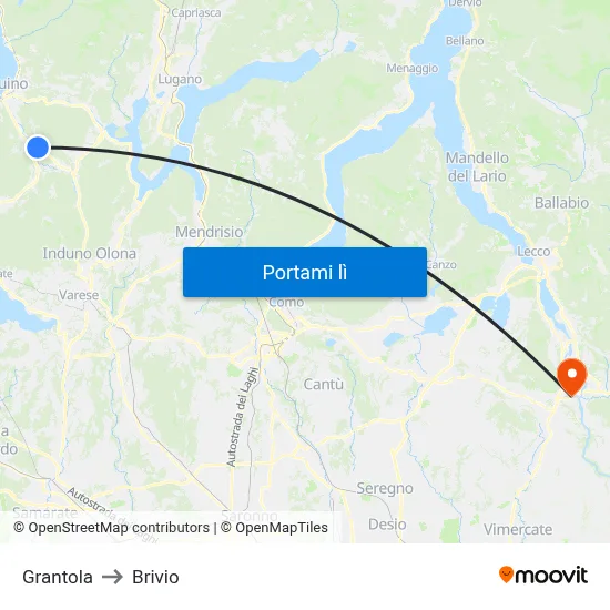 Grantola to Brivio map