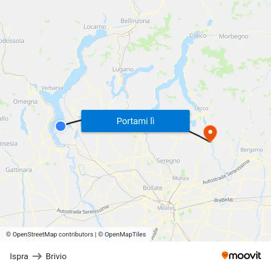 Ispra to Brivio map