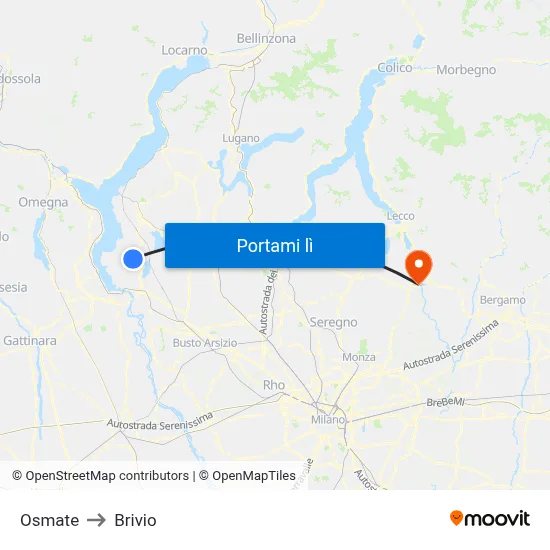 Osmate to Brivio map