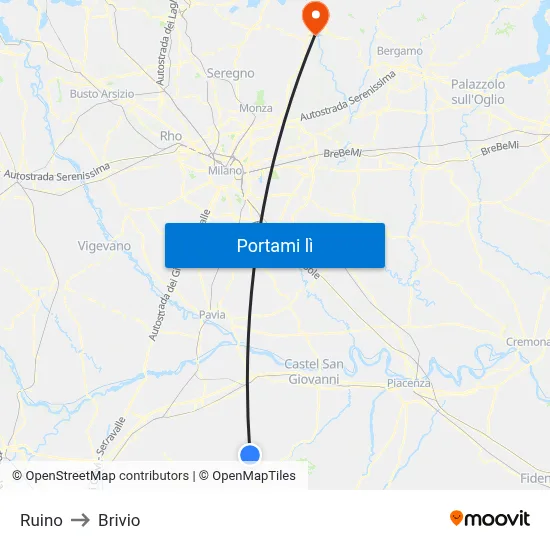 Ruino to Brivio map