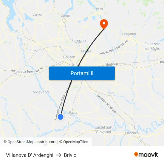 Villanova D' Ardenghi to Brivio map