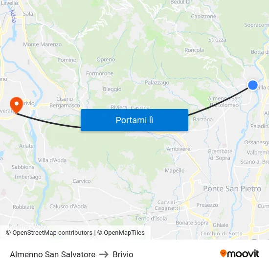 Almenno San Salvatore to Brivio map
