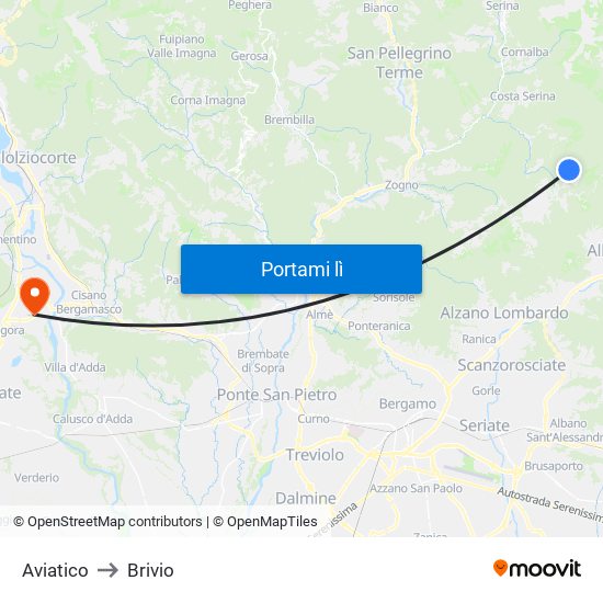 Aviatico to Brivio map
