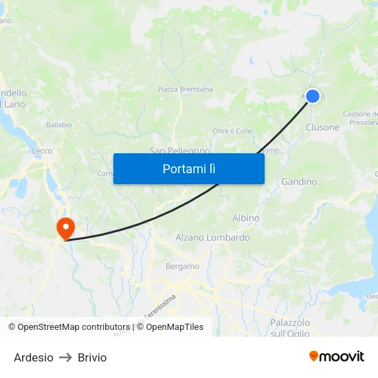 Ardesio to Brivio map