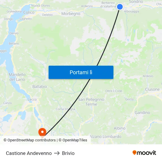 Castione Andevenno to Brivio map