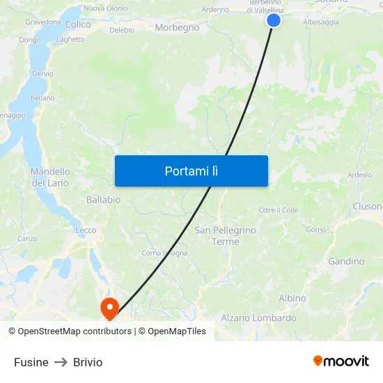 Fusine to Brivio map