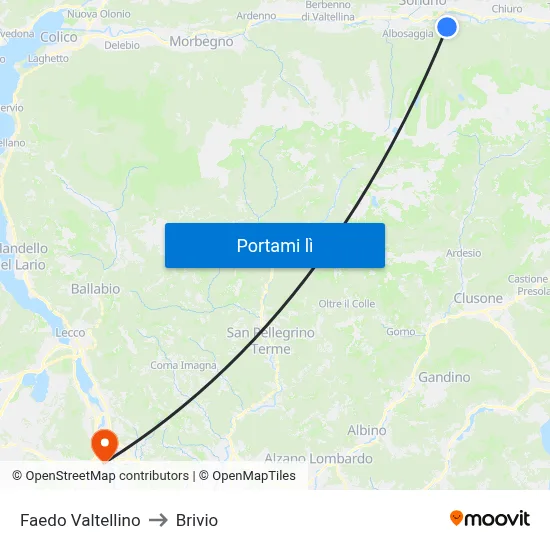Faedo Valtellino to Brivio map