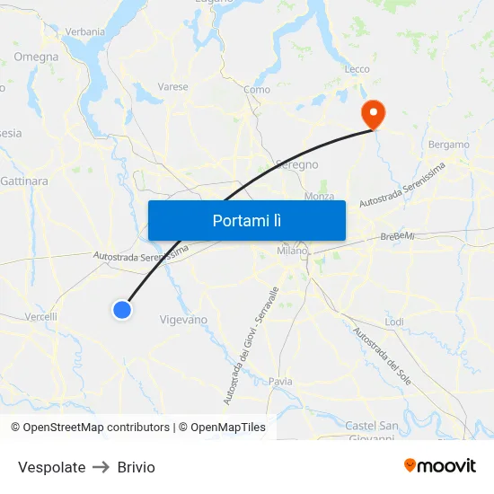 Vespolate to Brivio map