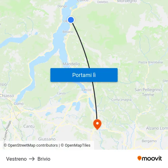 Vestreno to Brivio map