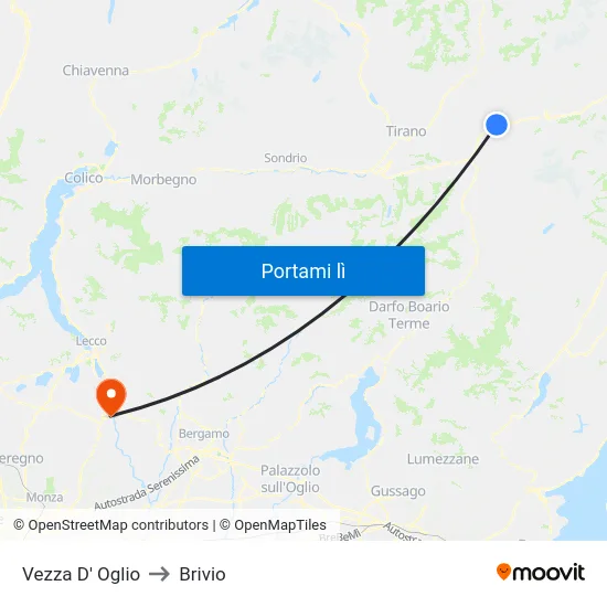 Vezza D' Oglio to Brivio map