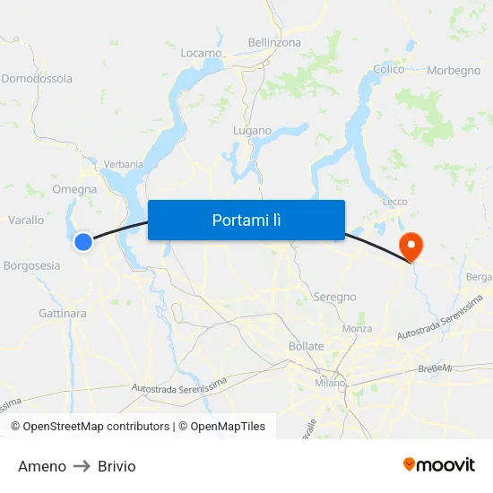 Ameno to Brivio map