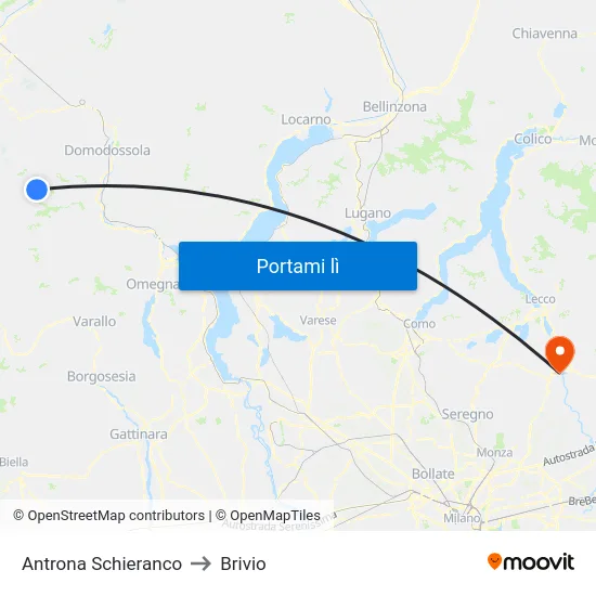 Antrona Schieranco to Brivio map