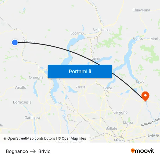 Bognanco to Brivio map