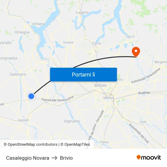 Casaleggio Novara to Brivio map