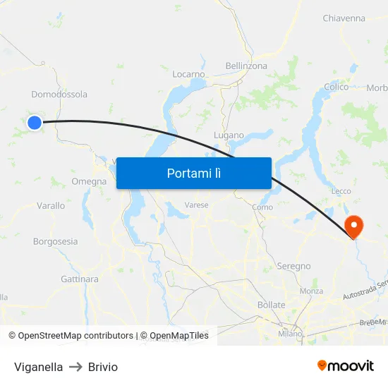 Viganella to Brivio map