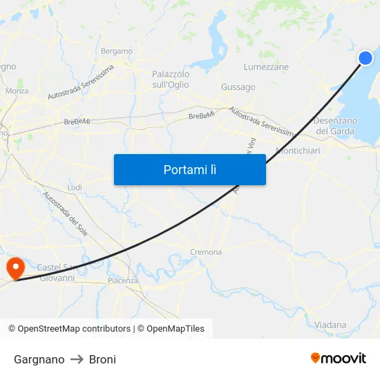 Gargnano to Broni map