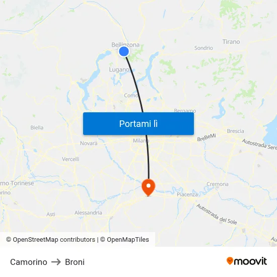 Camorino to Broni map