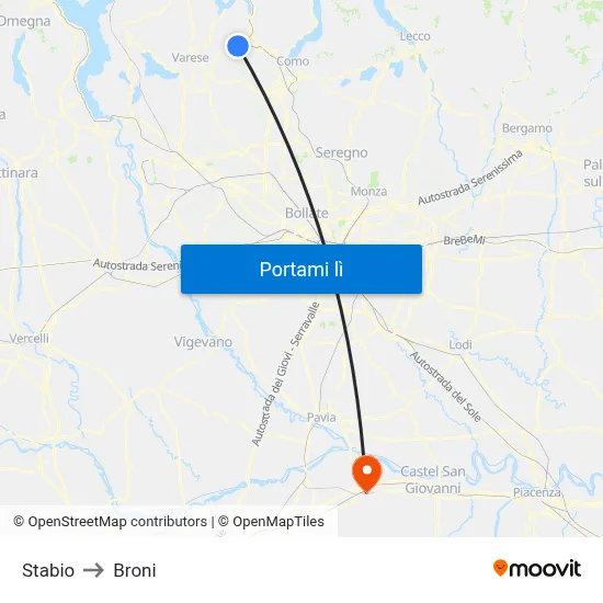 Stabio to Broni map