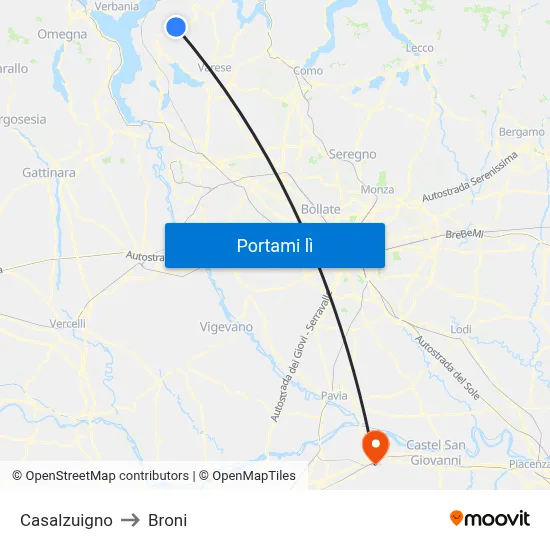 Casalzuigno to Broni map