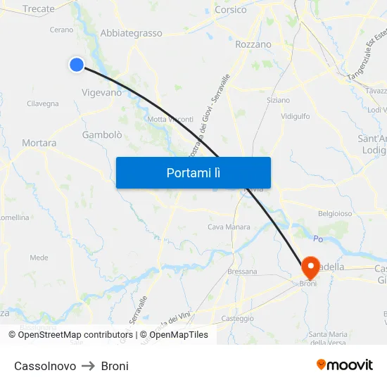 Cassolnovo to Broni map